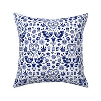 Cannabis folk blue on white