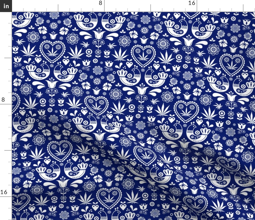 Cannabis folk white on blue