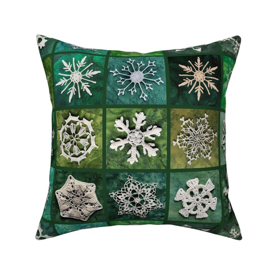 Snowcatcher Snowflakes green on green