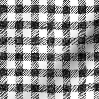 5/8" black and white crayon gingham