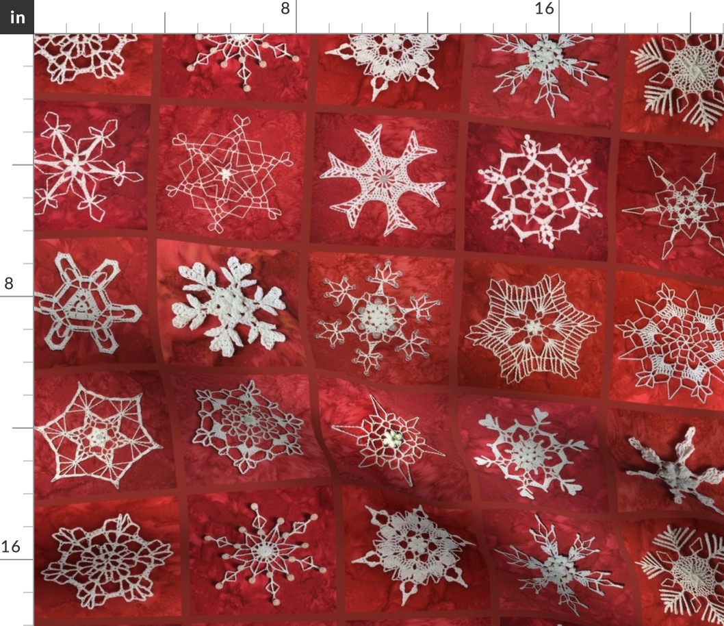 Snowcatcher Snowflakes red on red