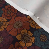 Small-Scale Burgundy, Rust, Mustard & Teal Floral