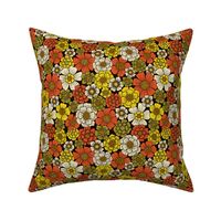 Small-Scale Retro 1960s 1970s Floral Pattern