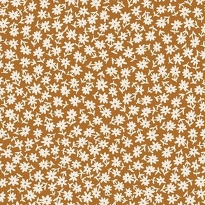 Cottagecore Disty floral - boho golden mustard brown