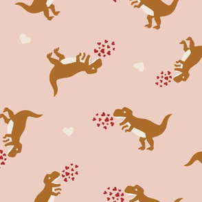 Large // Tossed Valentines Day Dinosaurs in Pink and Gold Girls - cute valentines