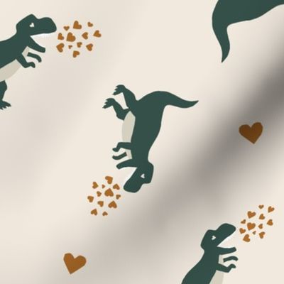 Large // Valentines Day Boys Dinosaurs in Green