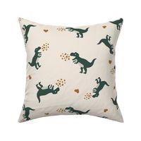 Large // Valentines Day Boys Dinosaurs in Green