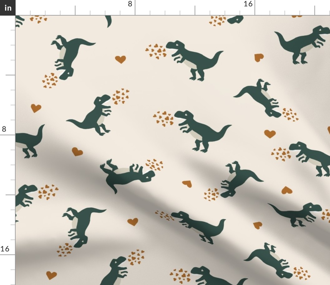 Large // Valentines Day Boys Dinosaurs in Green