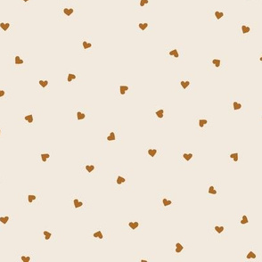 valentines day fabric golden brown hearts on cream - cute valentines
