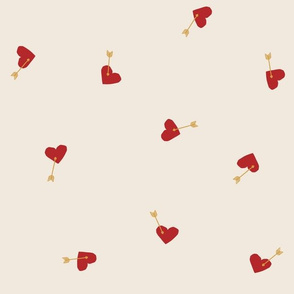 Valentines Day fabric red hearts cupids arrow