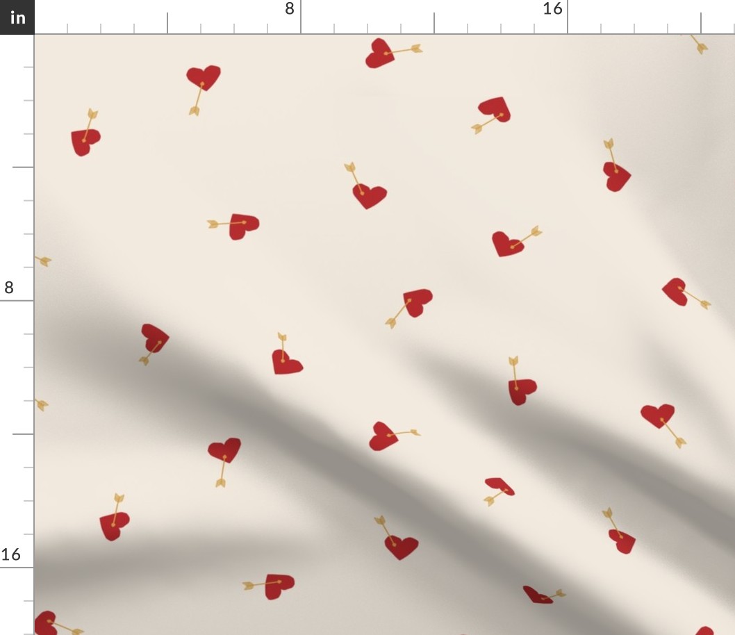Valentines Day fabric red hearts cupids arrow