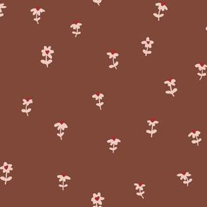 valentines day fabric cute ditsy daisies in red pink and brown