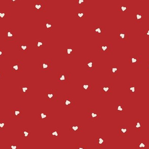valentines day fabric cream hearts on red