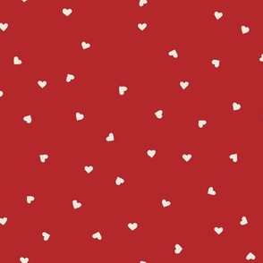 valentines day fabric cream hearts on red - cute valentines