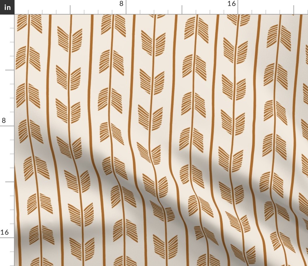 Valentines Day fabric boho feathered arrows in golden brown