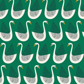 Swans - Textured - Emerald