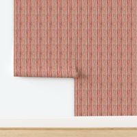 Coral Red and Neutral Beige Rustic Canvas Textured Stripe - small