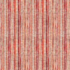 Coral Red and Neutral Beige Rustic Canvas Textured Stripe - small