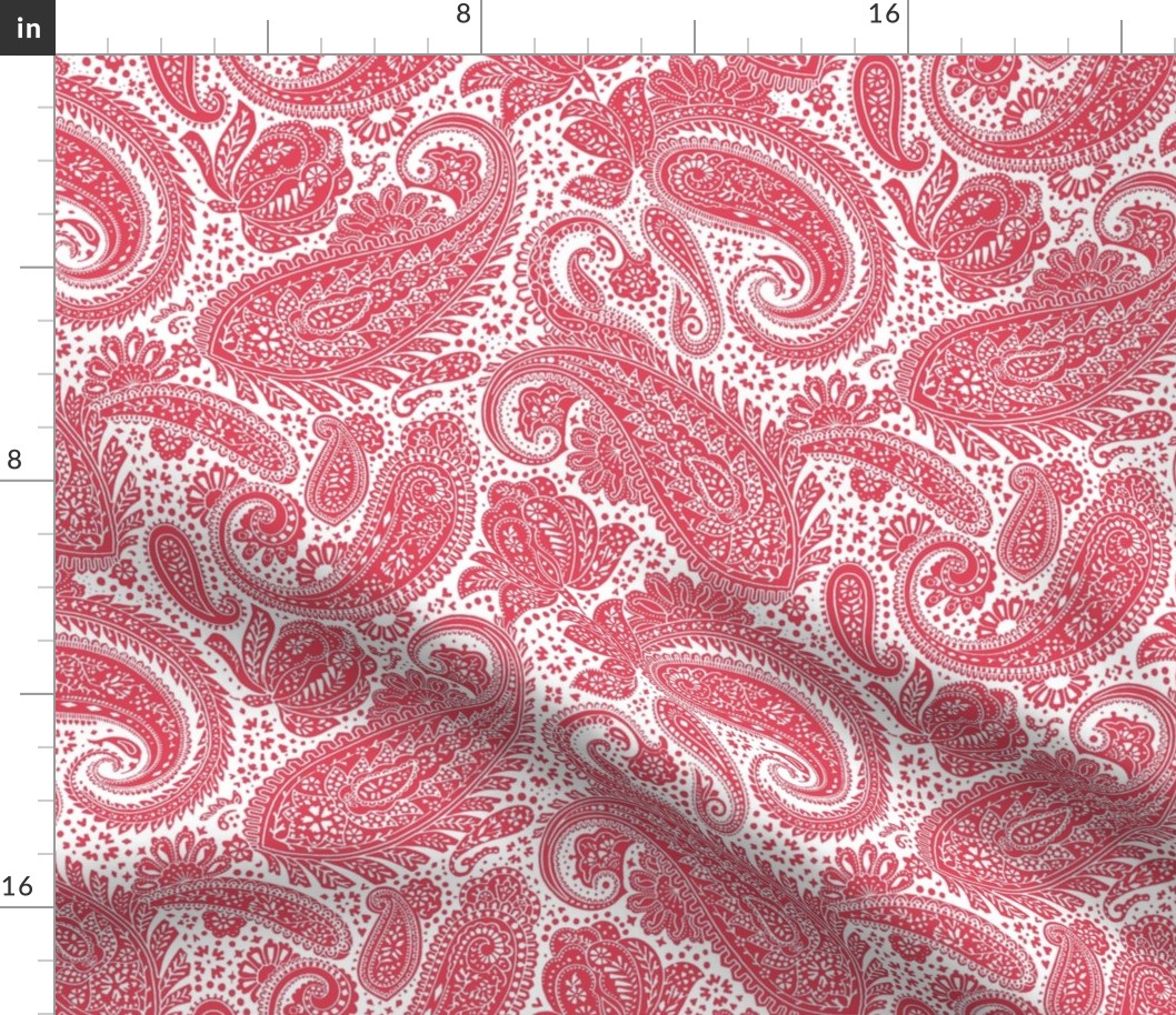 small Paisley Positivity - white and scarlet red