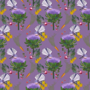 Artichoke and fantail - purple - medium