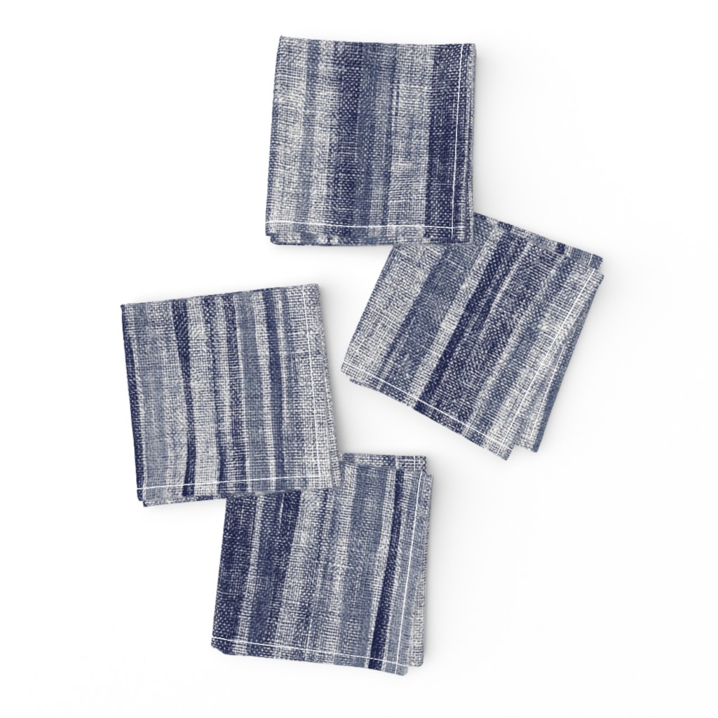 Rustic Canvas Textured Stripes in Blue Grey and Navy - large