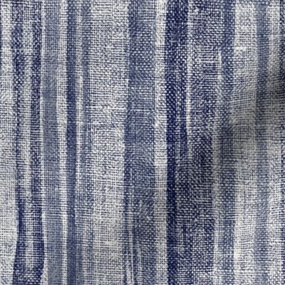 Rustic Canvas Textured Stripes in Blue Grey and Navy - large