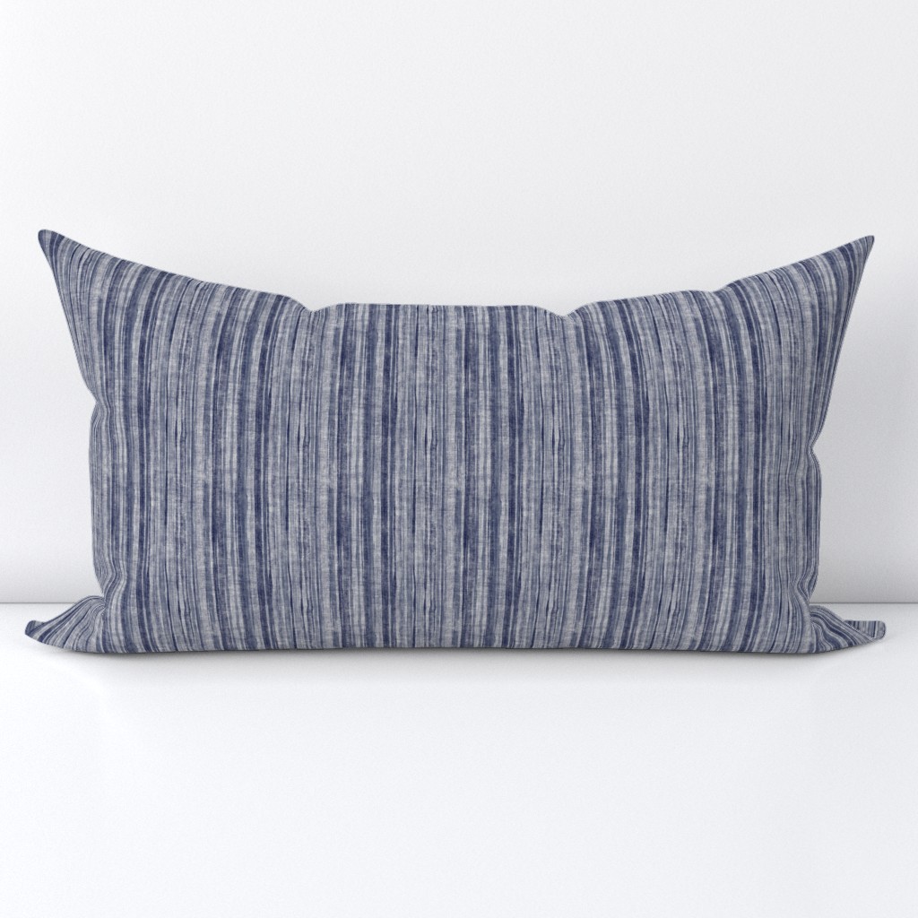 Rustic Linen Textured Stripes in Blue Grey and Navy - small