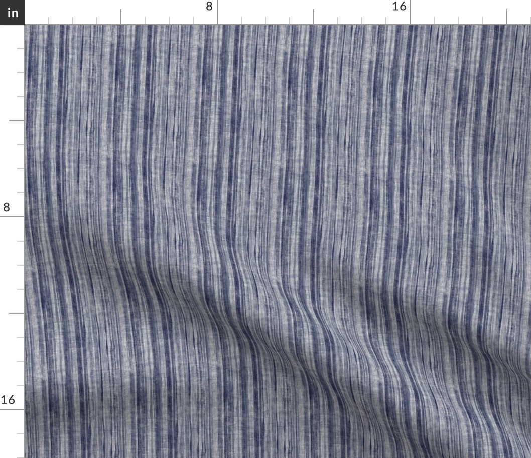 Rustic Linen Textured Stripes in Blue Grey and Navy - small