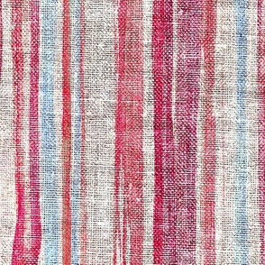 Shabby Chic Rustic Stripes in Deep Pink and Pale Blue - large