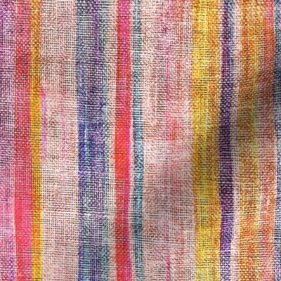 Colorful Rustic Stripes in Pink, Yellow and Purple - large