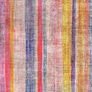 Colorful Rustic Stripes in Pink, Yellow and Purple - large