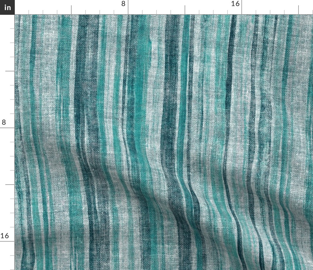 Textured Stripes in Teal Green and Grey - large