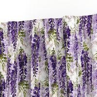 Wisteria on Trellis - small scale - purple vines, climbing plants, purple flowers, modern floral 