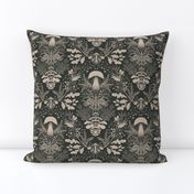 Mushroom forest damask pattern dark green 