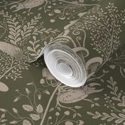 Mushroom Forest damask pattern sage green 