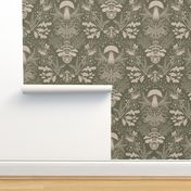 Mushroom Forest damask pattern sage green 