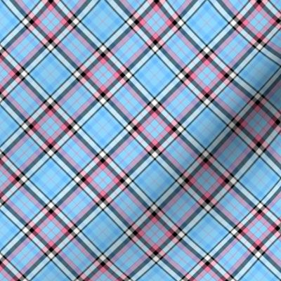 Baby Blue and Pink Plaid with White 45 degree angle
