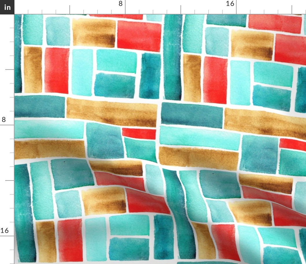 Texas Modern Crop Squares Turquoise