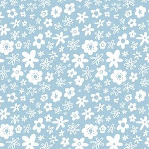 Light blue floral ditsy pattern.