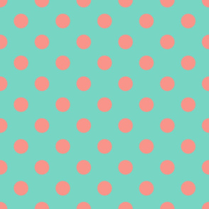 Polka Dots dark teal/light coral