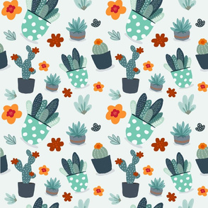 Cactus on pale green