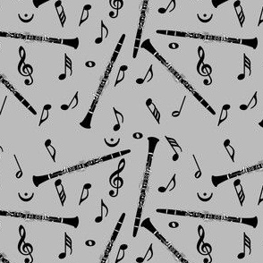 Clarinet Music Notes Gray Background