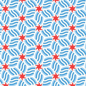 Starfish Geometric Studies Red White Blue Paler