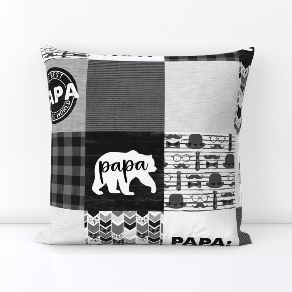 Papa Bear//Grey&Black - Wholecloth Cheater Quilt 