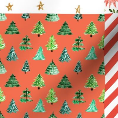 vintage christmas quilt - retro red 