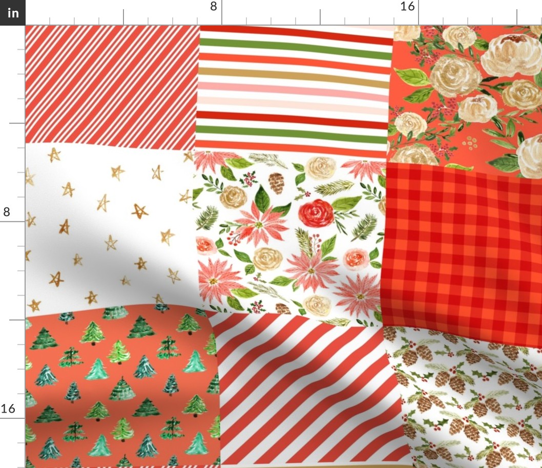 vintage christmas quilt - retro red 