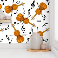 Violins Music Notes White Background