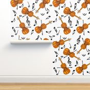 Violins Music Notes White Background