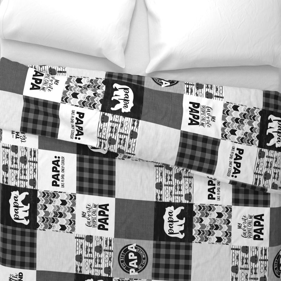 Papa Bear//Grey&Black - Wholecloth Cheater Quilt - Rotated