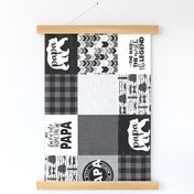 Papa Bear//Grey&Black - Wholecloth Cheater Quilt - Rotated